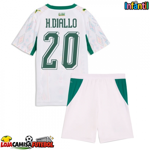Camisa de Futebol Senegal Habib Diallo #20 Equipamento Principal Infantil Mundo 2026 Manga Curta (+ Calças curtas)